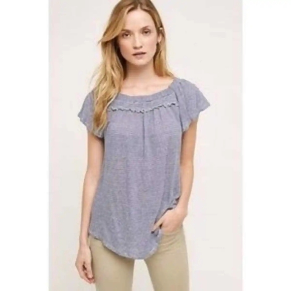 Anthropologie Bordeaux Off Shoulder Top Size M - Picture 6 of 7